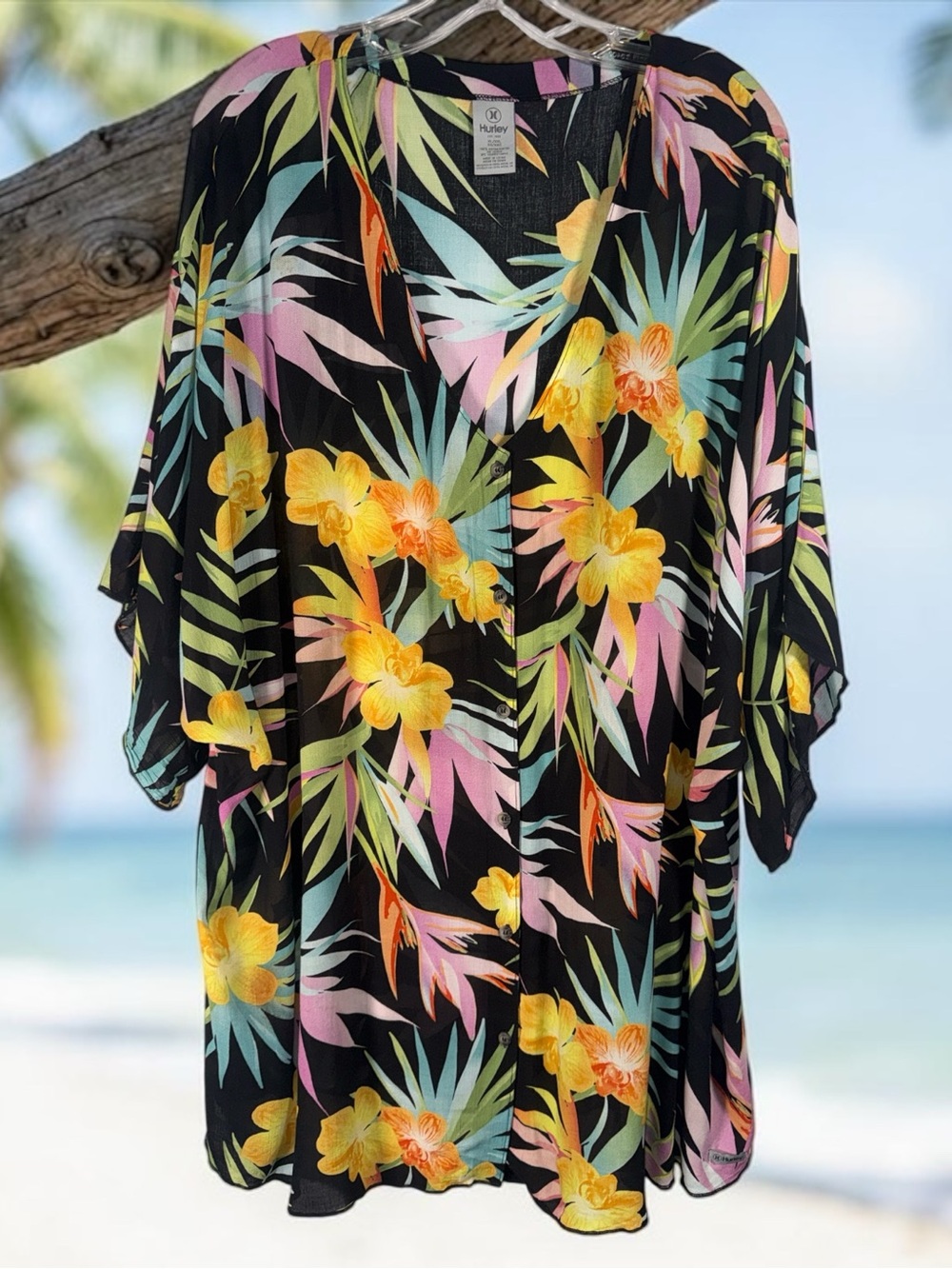 Hurley Tropical Button-Front swim cover